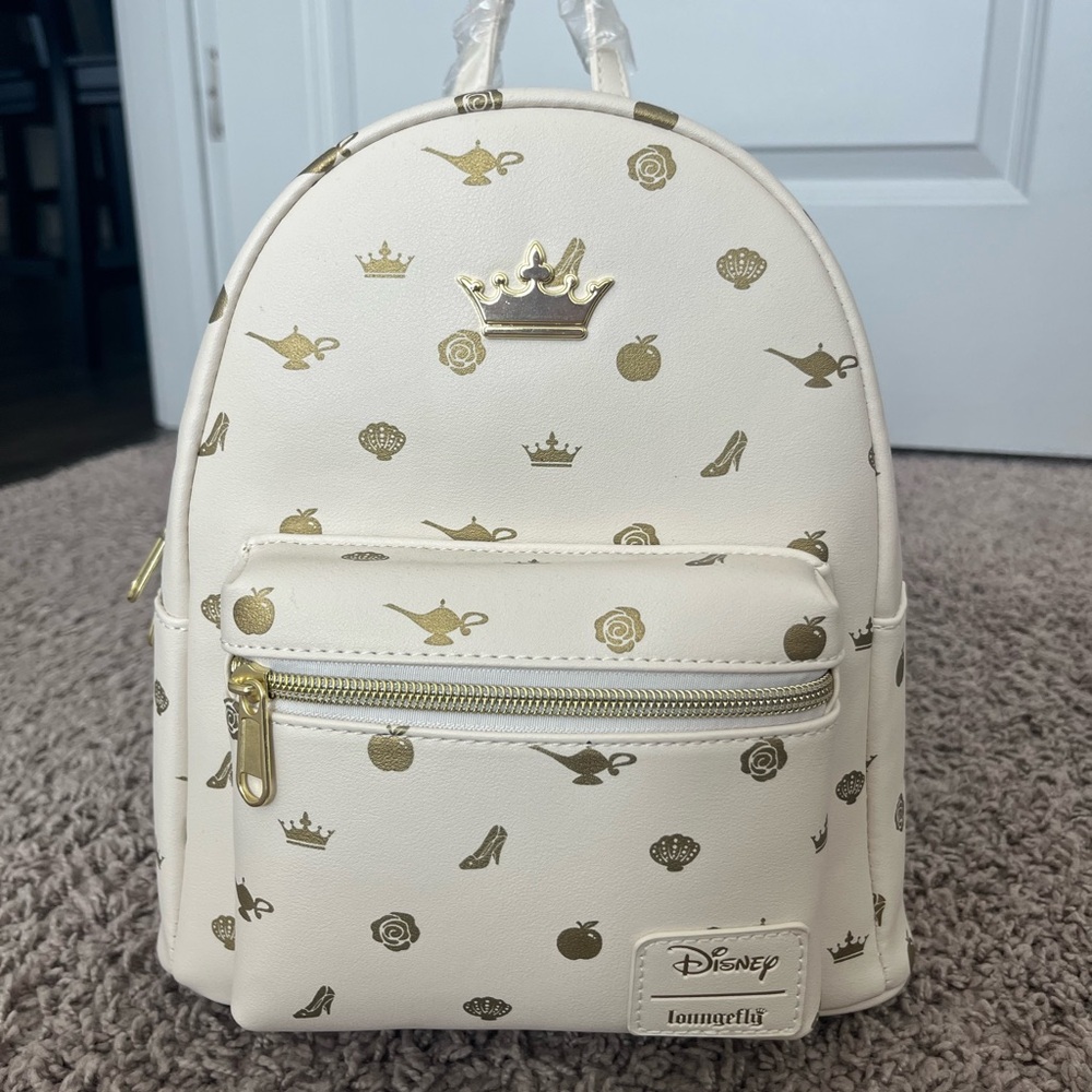 Loungefly Cream and Gold Disney Mini Backpack